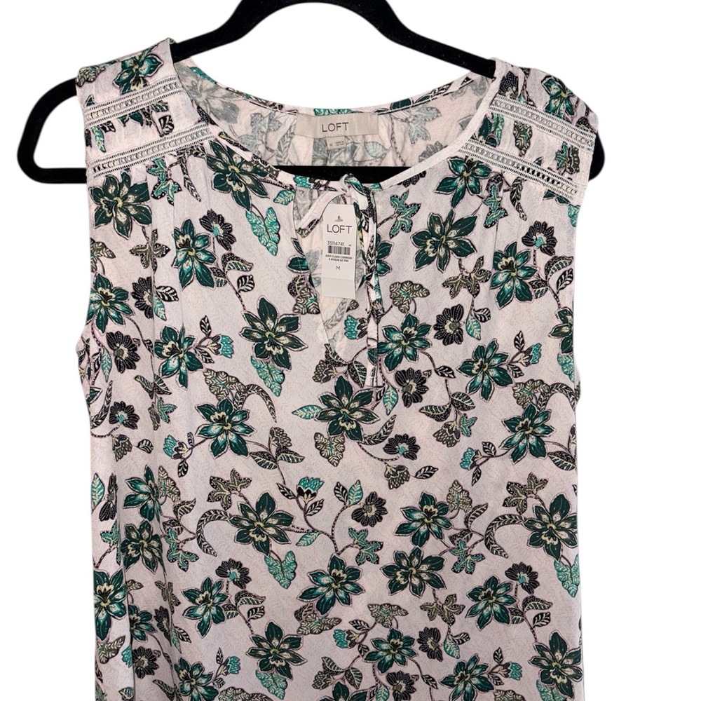 LOFT Floral Sleeveless Blouse - Green and Black
